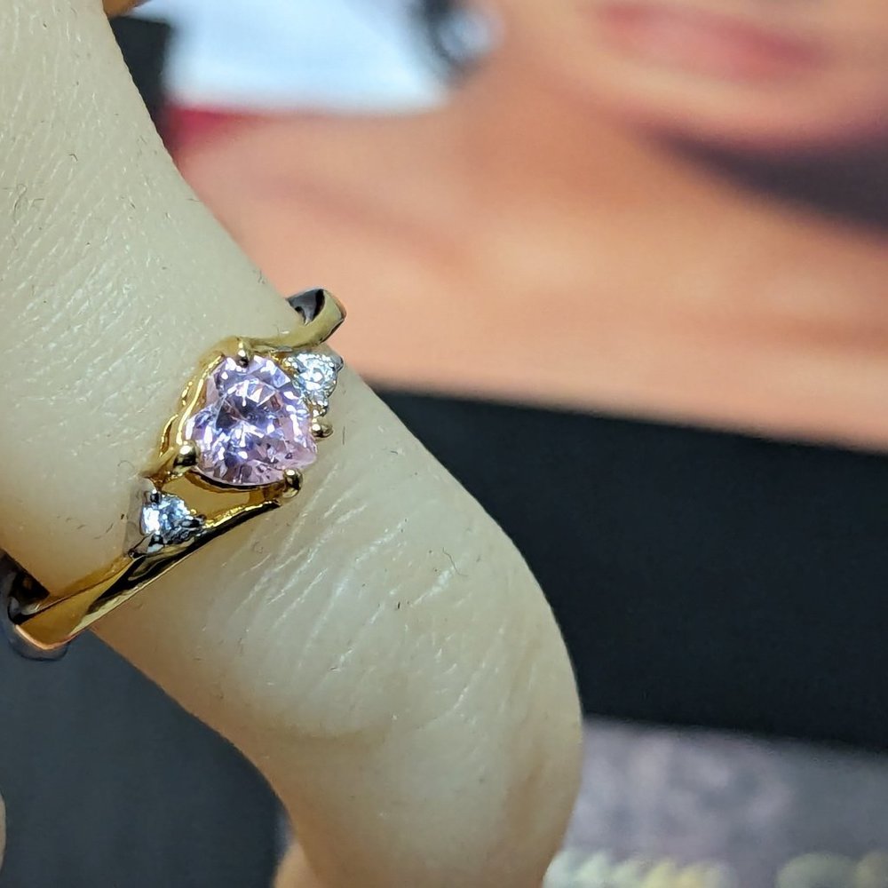 Brides Maids gifts Ring with Genuine Cz Pink Heart